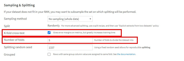 Dataiku Lab Split K Folds